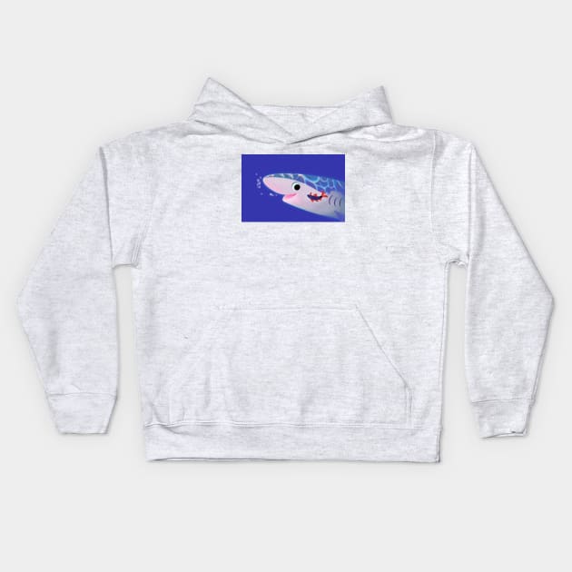 Rainbow shark meets blue shark Kids Hoodie by pikaole